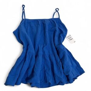 NWT Nordstrom Caslon blue cotton tank sz large